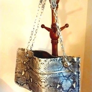 DKNY Handbag Shld/Crossbody Snake skin design chain link NWOT